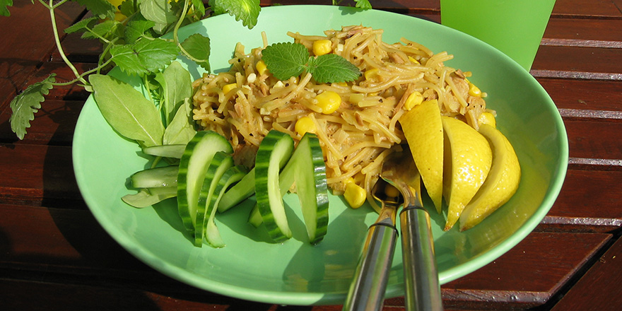 Annoskuva Raketti Spagetti -pastasta tonnikalan, maissin ja sitruunan kera