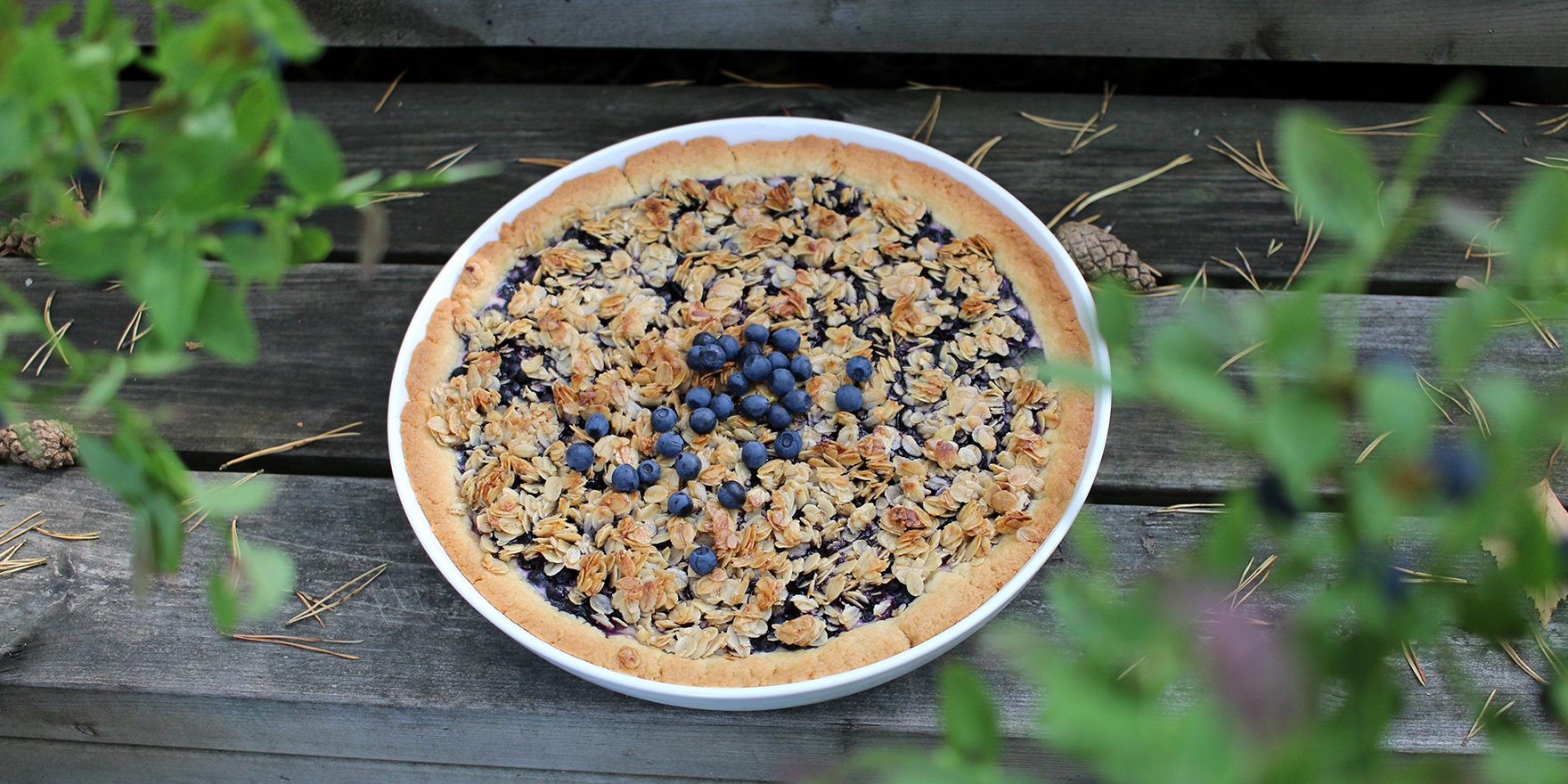 Mustikkapiirakka muruseoksella