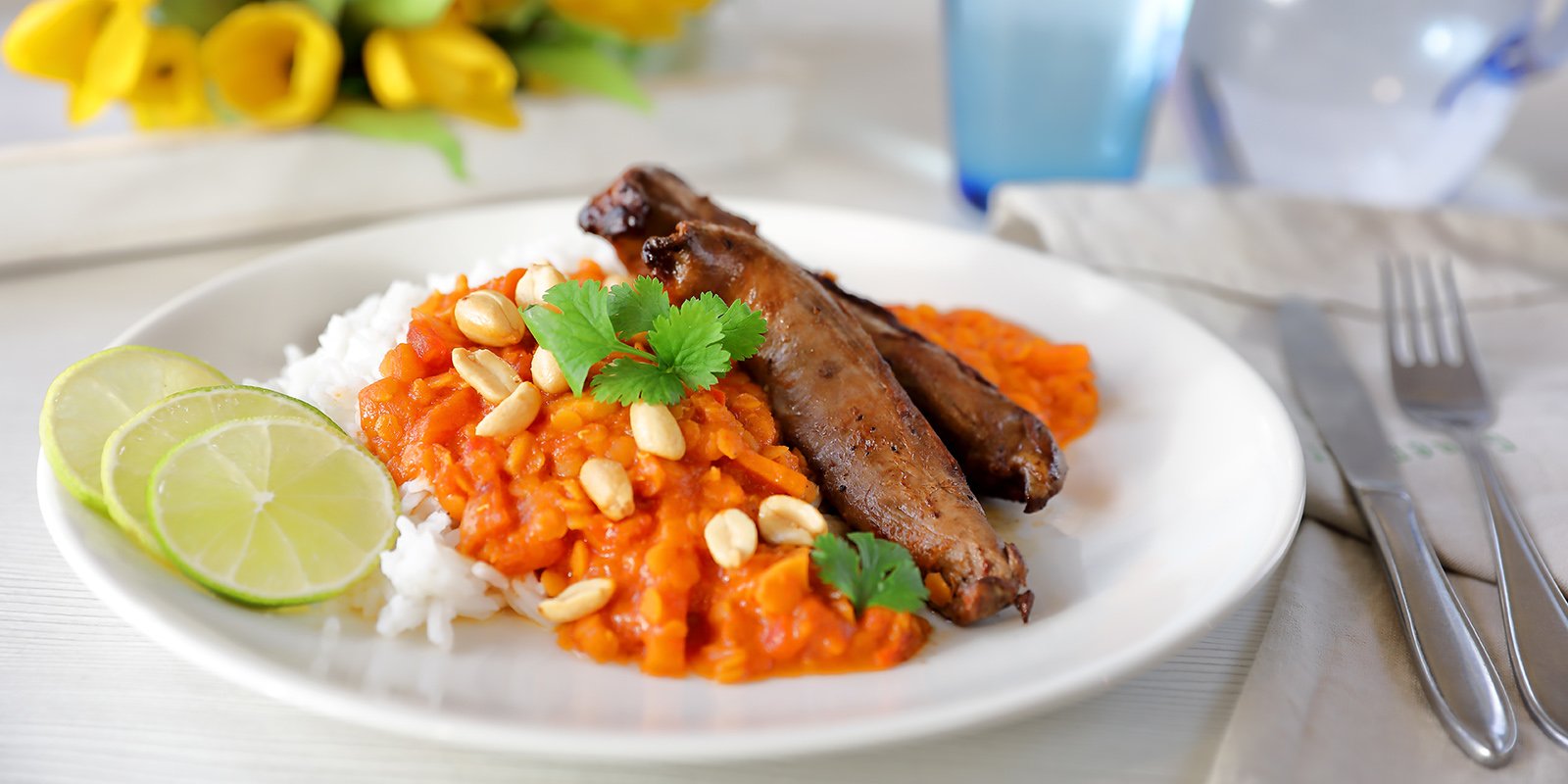 Linssimuhennos, Daal karitsan sisäfileen ja basmatiriisin kanssa