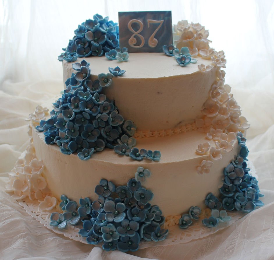 Hortensiahuntuinen kermakakku