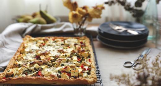 Feta-päärynäpiirakka, pellilinen