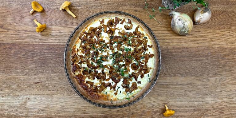 Kantarellipiirakka ricotta-juustolla