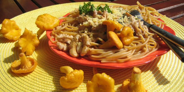 Kantarelli-Pecanpähkinä Spagetti