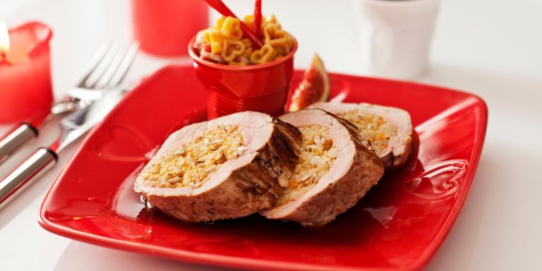 Täytetty possun sisäfilee ja sydänpastasalsa