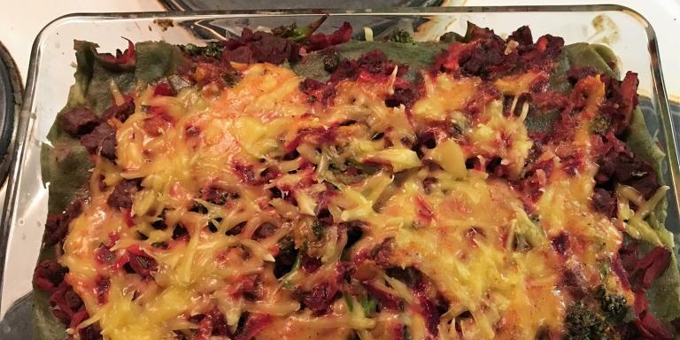 Tuorepastalasagne härkis-juureksilla