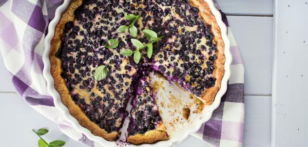 Mustikkapiirakka murotaikinasta