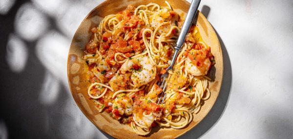 Katkarapu-voispagetti