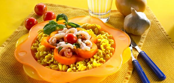 Kukka-katkarapupasta
