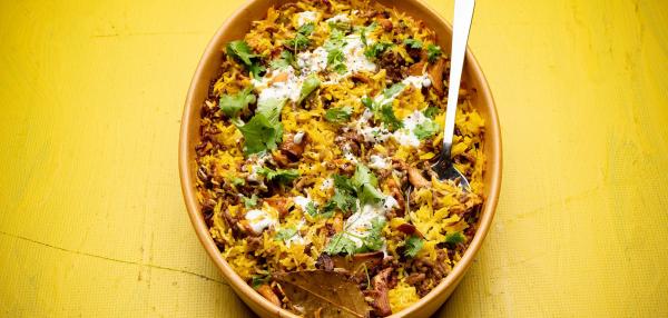 Kantarelli-Jauhelihapihlavi