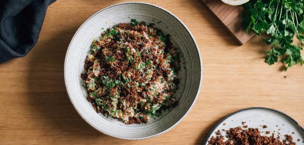 Ricottapasta ja piparileipämuru