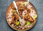 Grilled Jerk Chicken ja kookos-papuriisi