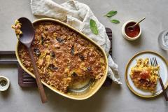 Kuva uunissa kypsennetystä kurpitsapastavuoasta