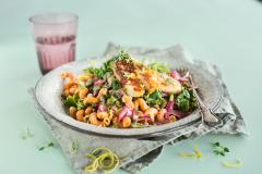 Lehtikaali-sitruunapasta halloumilla