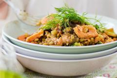 Ohrawokki lohella ja sienilla