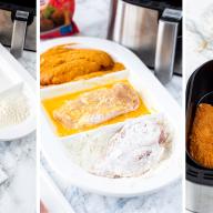 Leivitetyt broilerin fileet airfryer-laitteella